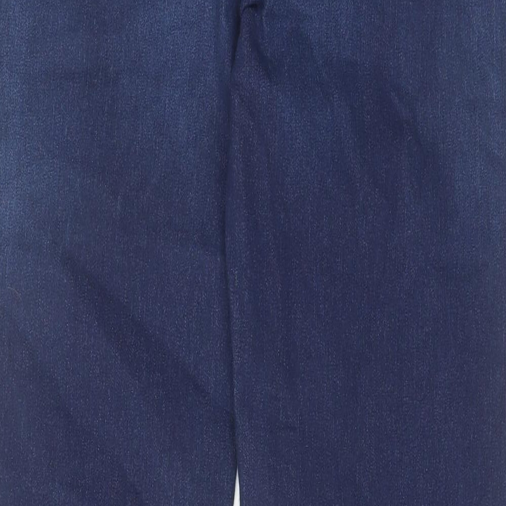Marks and Spencer Womens Blue Cotton Straight Jeans Size 14 L32 in Regular Zip