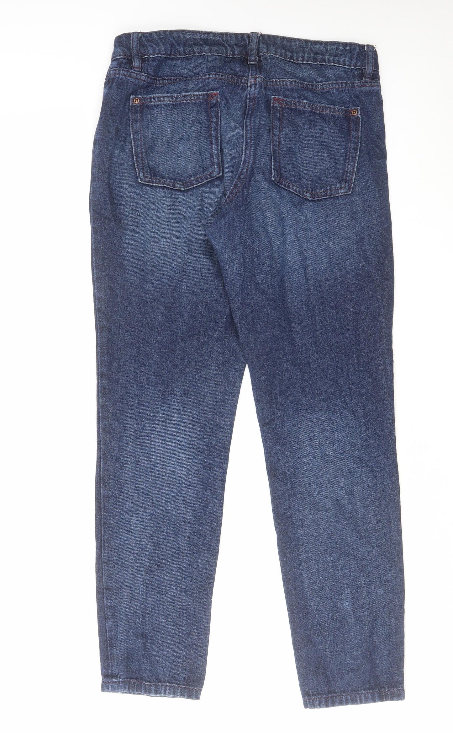 NEXT Womens Blue Cotton Tapered Jeans Size 12 L30 in Regular Zip