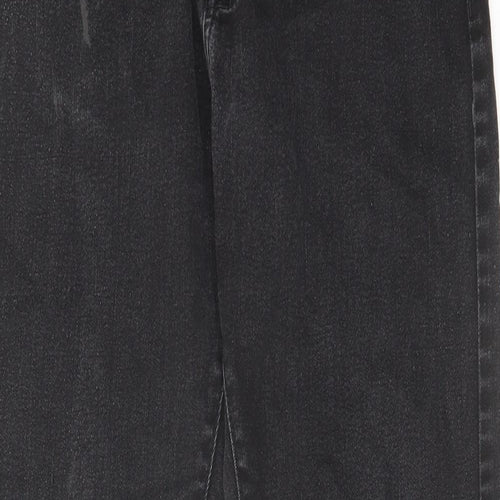 Marks and Spencer Mens Black Cotton Straight Jeans Size 32 in L31 in Regular Zip