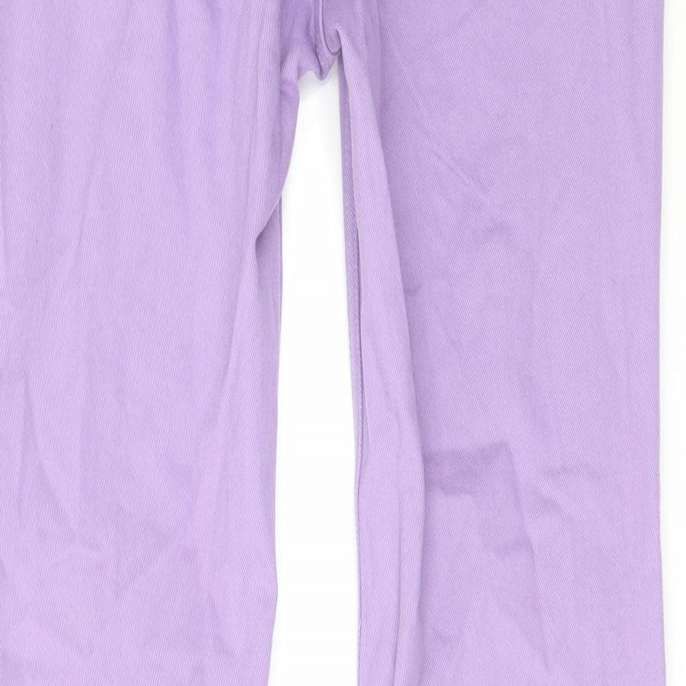 H&M Womens Purple Cotton Flared Jeans Size 10 L32 in Regular Zip