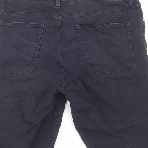 H&M Mens Blue Cotton Chino Shorts Size 32 in L10 in Slim Zip