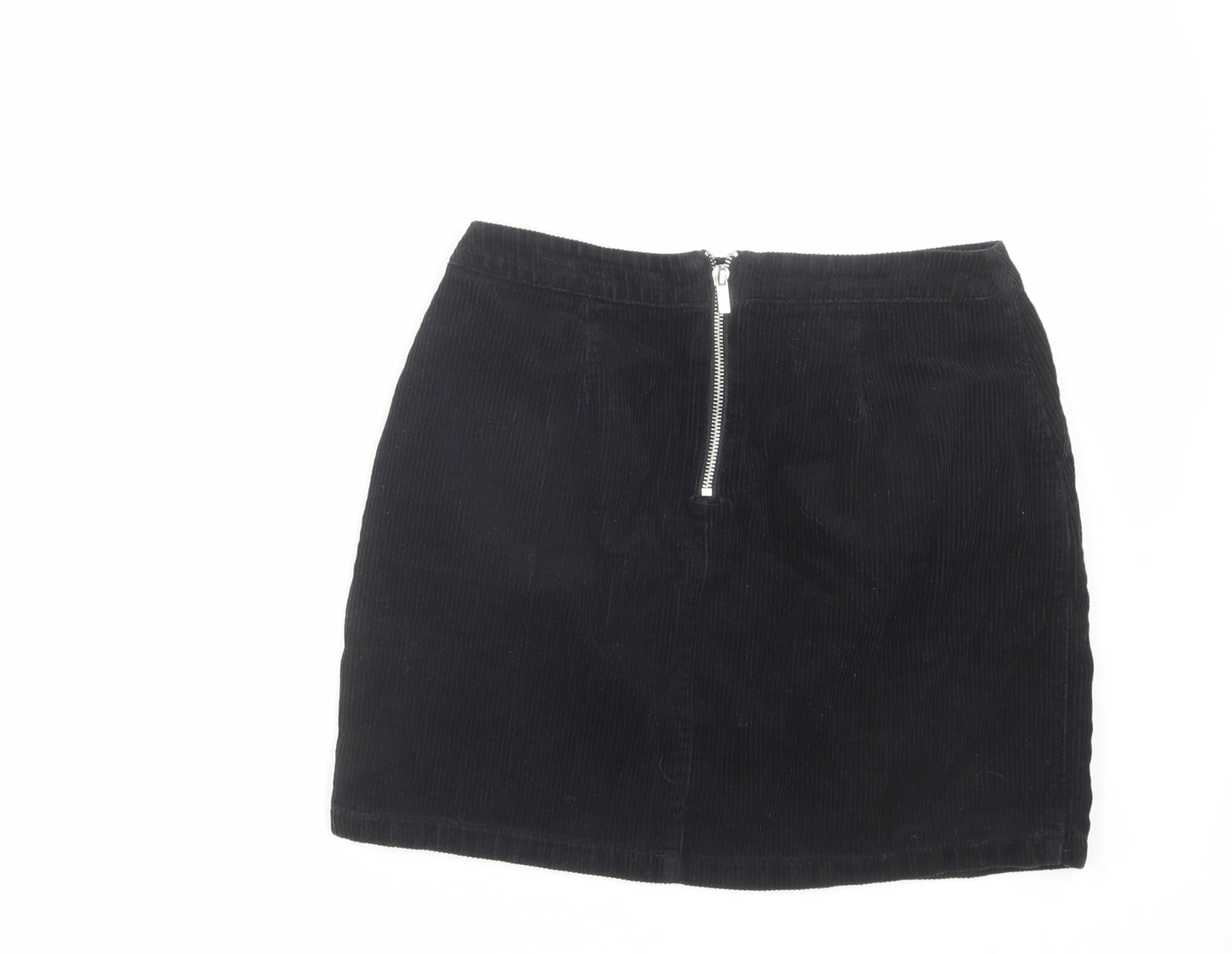 New Look Womens Black Cotton Mini Skirt Size 8 Zip