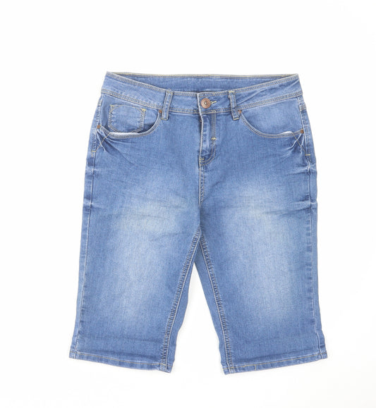 George Womens Blue Cotton Skimmer Shorts Size 10 L13 in Regular Zip