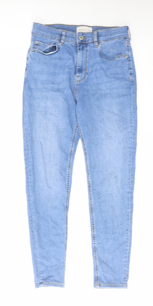 Per Una Womens Blue Cotton Skinny Jeans Size 10 L27 in Regular Zip
