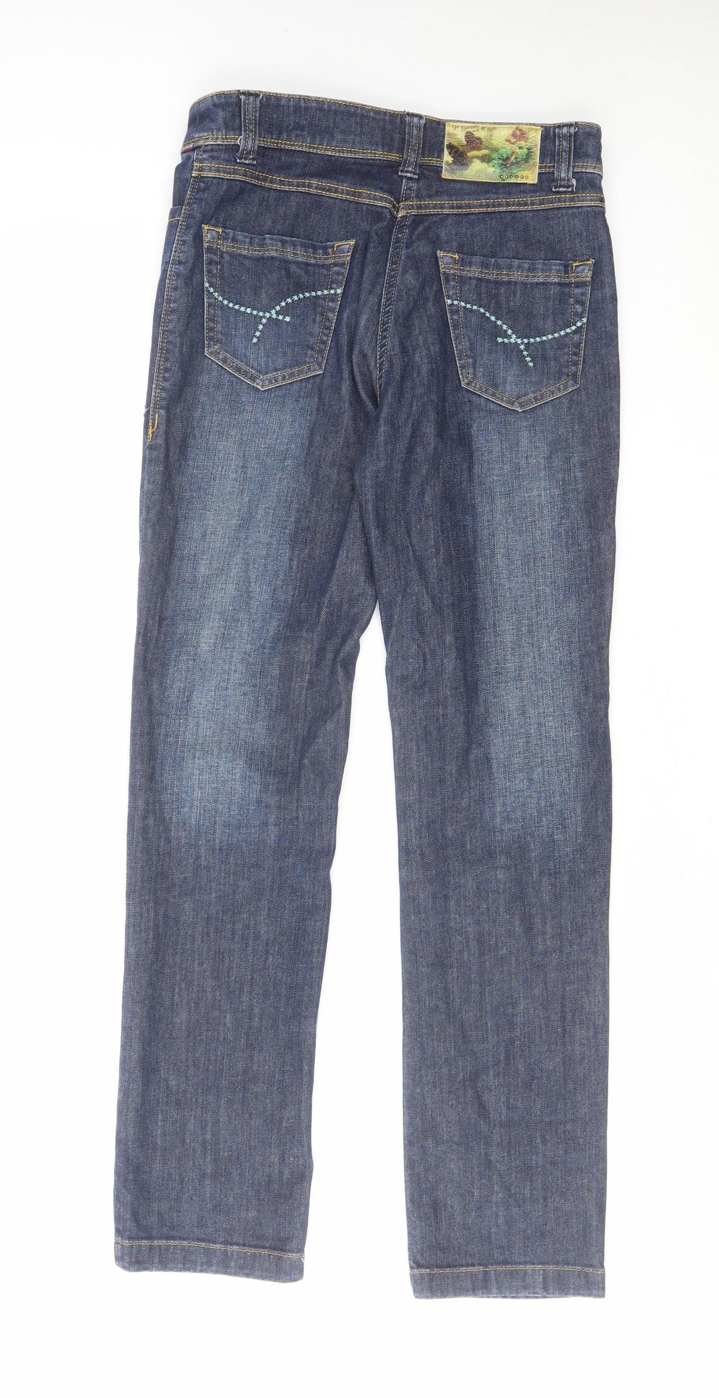 Per Una Womens Blue Cotton Straight Jeans Size 8 L29 in Regular Zip