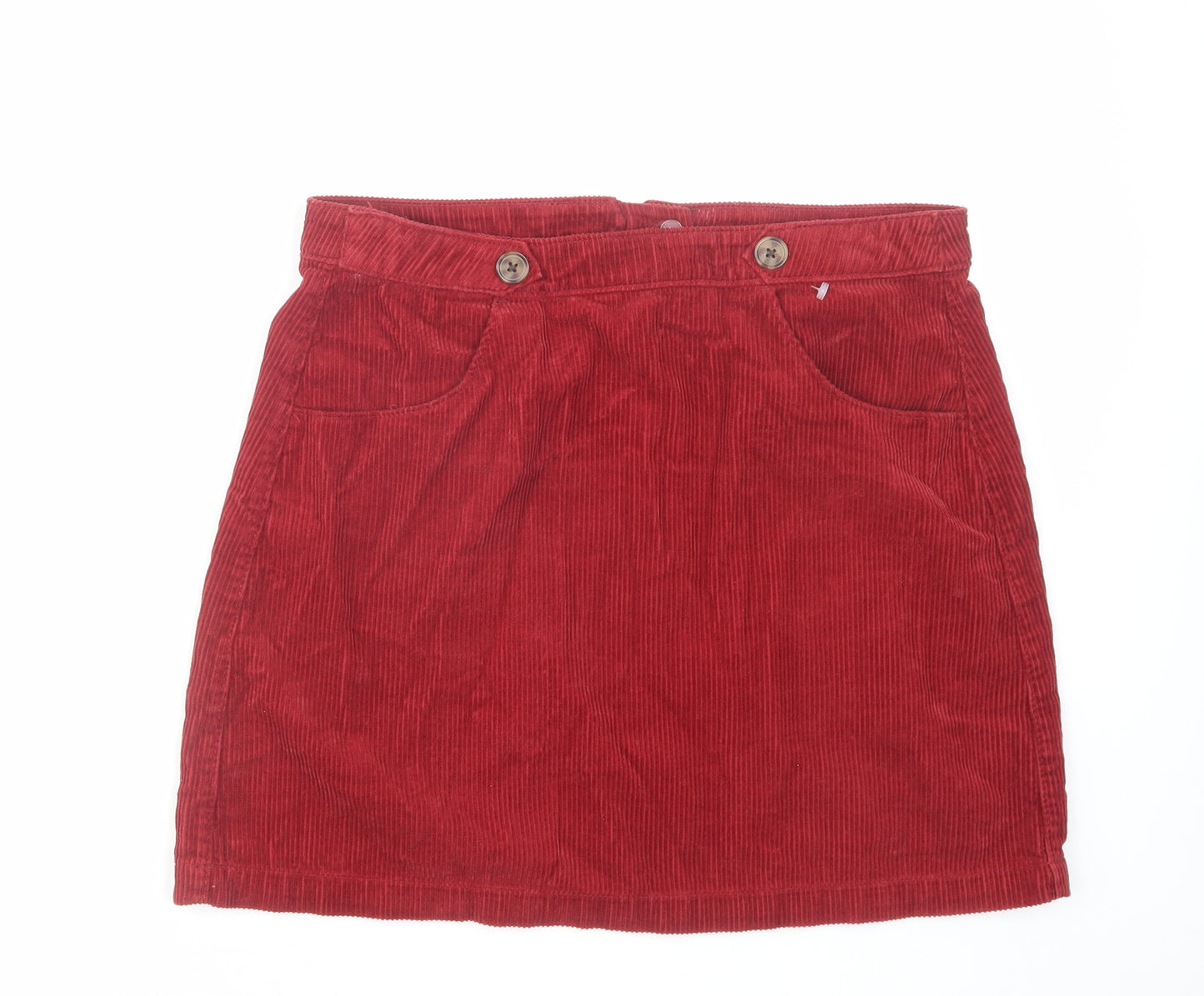 TU Womens Red Cotton A-Line Skirt Size 12 Zip