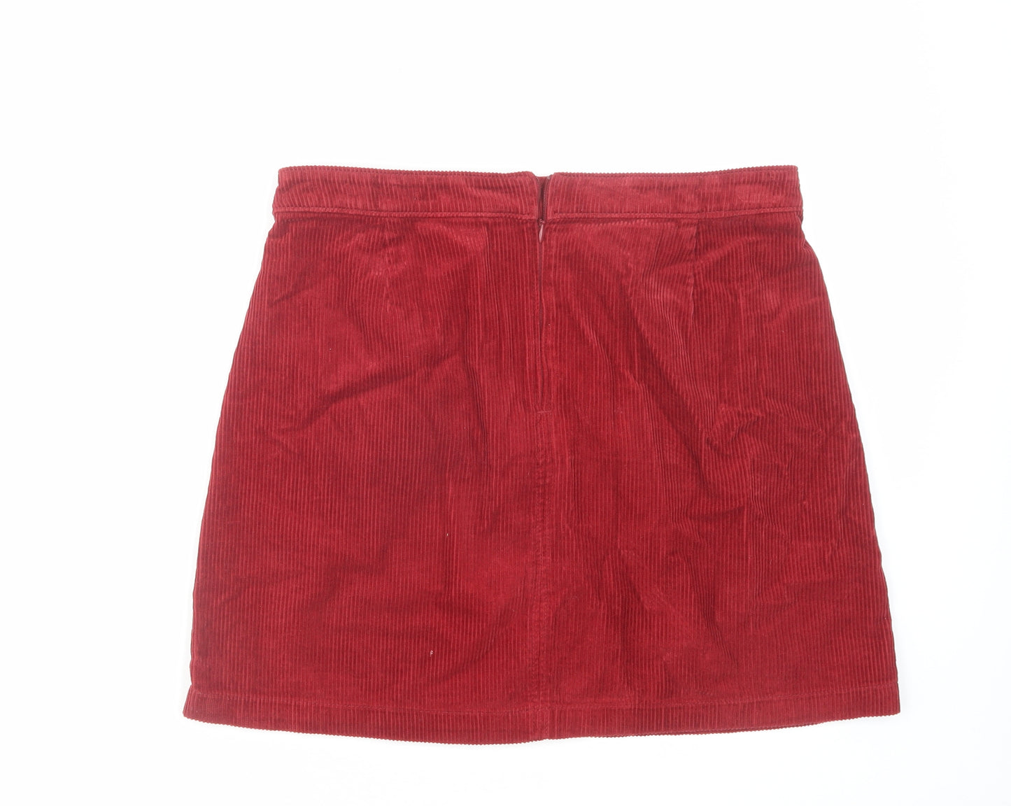 TU Womens Red Cotton A-Line Skirt Size 12 Zip