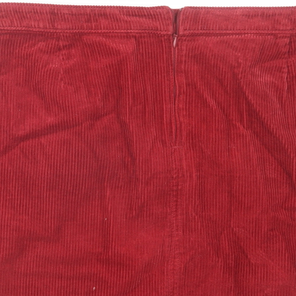 TU Womens Red Cotton A-Line Skirt Size 12 Zip