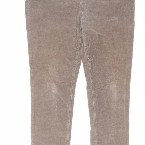 TU Womens Brown Cotton Trousers Size 16 L20 in Regular Zip