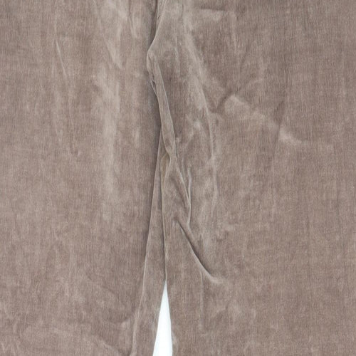 TU Womens Brown Cotton Trousers Size 16 L20 in Regular Zip