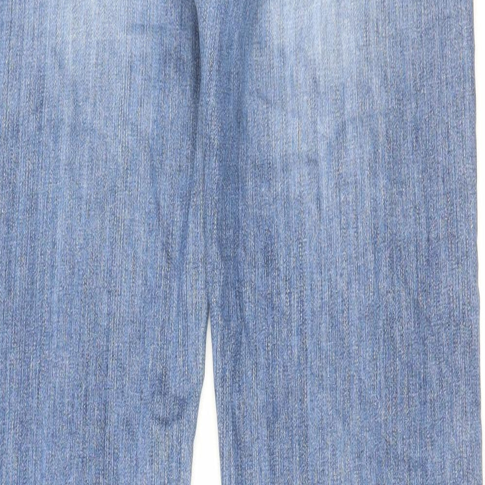 HUGO BOSS Mens Blue Cotton Straight Jeans Size 32 in L34 in Regular Zip