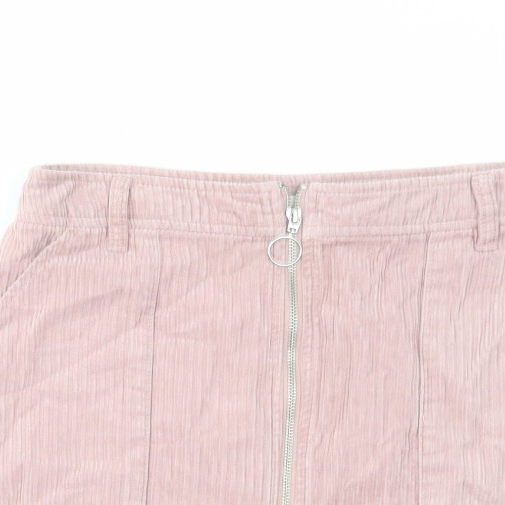 TU Womens Pink Cotton A-Line Skirt Size 10 Zip