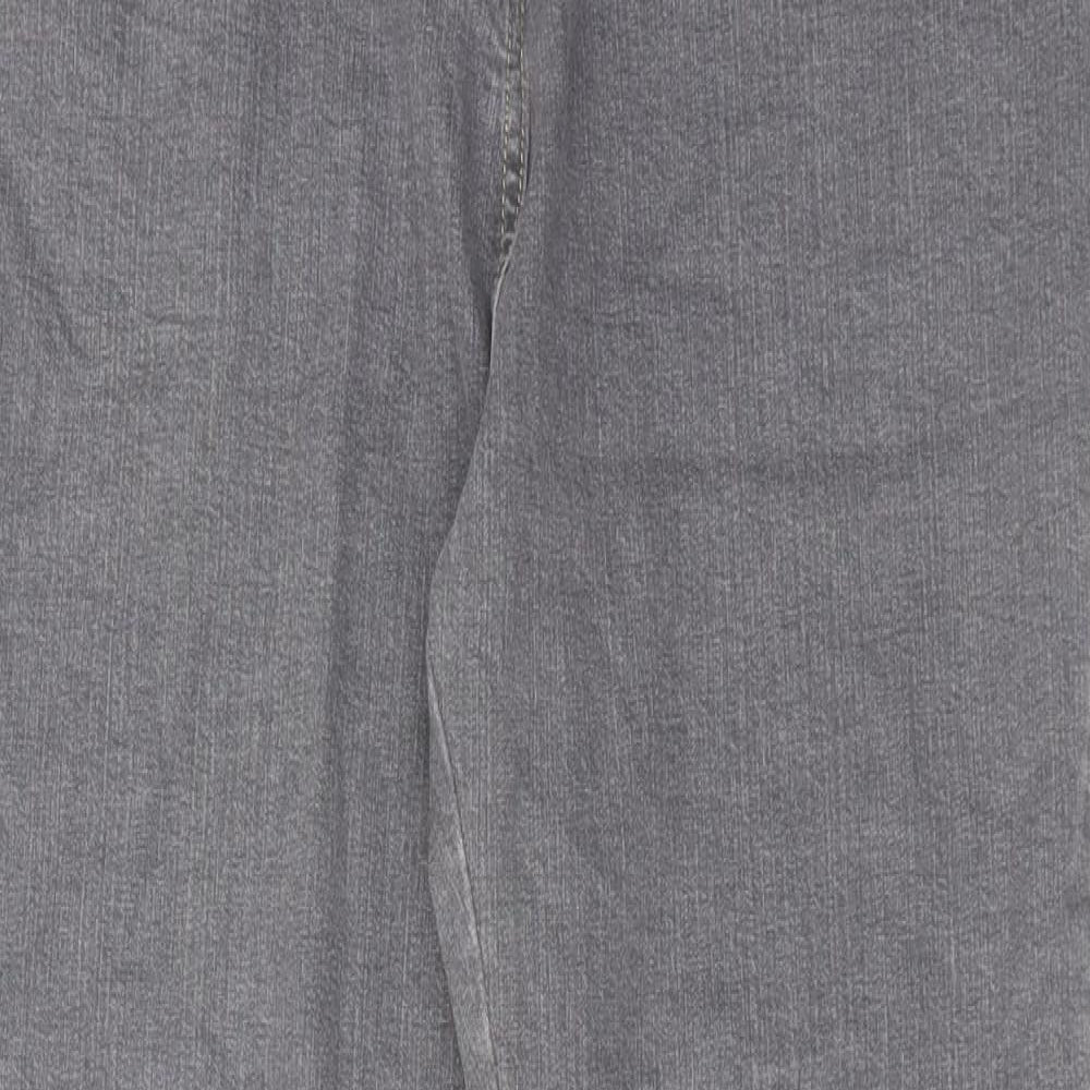 Marks and Spencer Womens Grey Cotton Straight Jeans Size 14 L30 in Regular Zip
