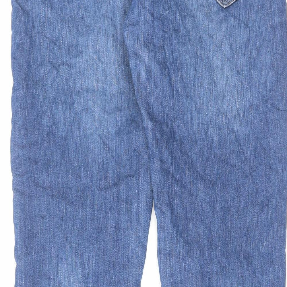 Marks and Spencer Womens Blue Cotton Skinny Jeans Size 10 L30 in Regular Zip