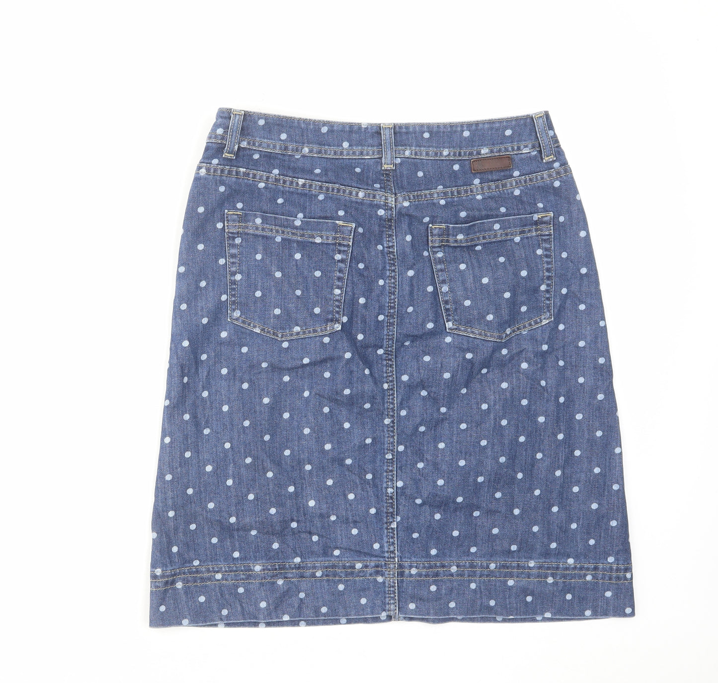 Boden Womens Blue Polka Dot Cotton A-Line Skirt Size 10 Zip