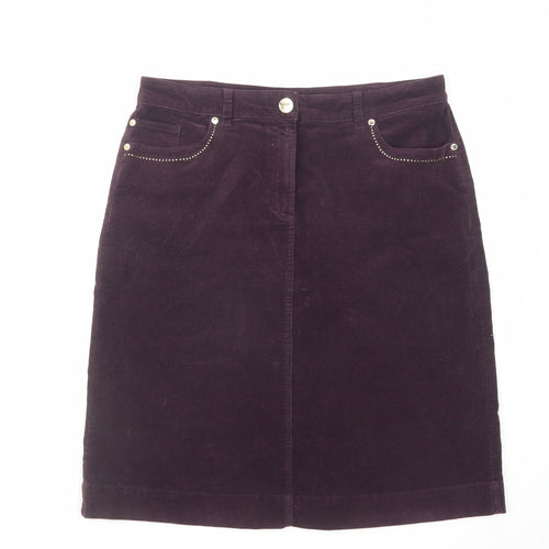 Per Una Womens Purple Cotton A-Line Skirt Size 14 Zip