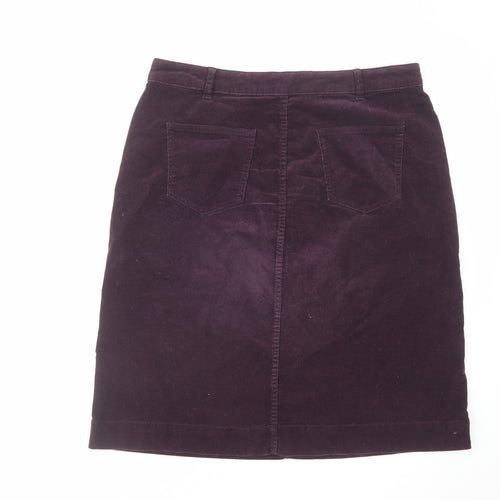 Per Una Womens Purple Cotton A-Line Skirt Size 14 Zip