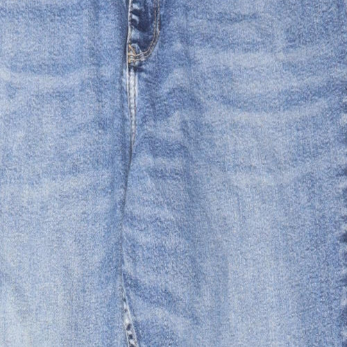 F&F Womens Blue Cotton Tapered Jeans Size 16 L28 in Regular Zip