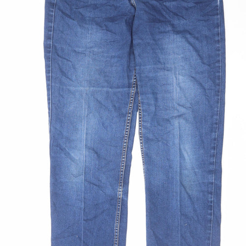 Papaya Womens Blue Cotton Straight Jeans Size 12 L29 in Regular Zip