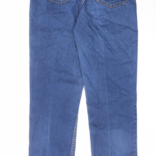 Papaya Womens Blue Cotton Straight Jeans Size 12 L29 in Regular Zip