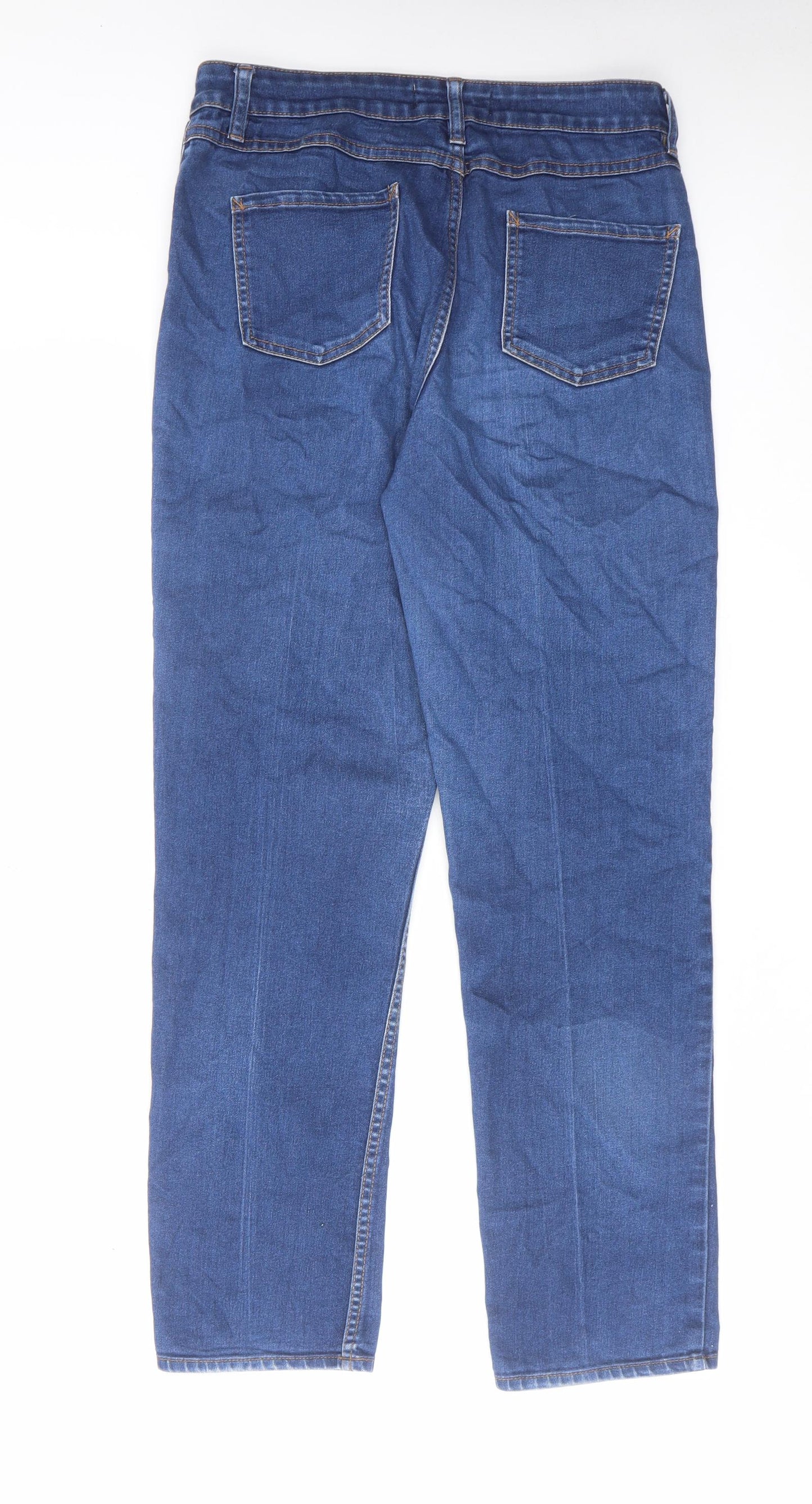 Papaya Womens Blue Cotton Straight Jeans Size 12 L29 in Regular Zip