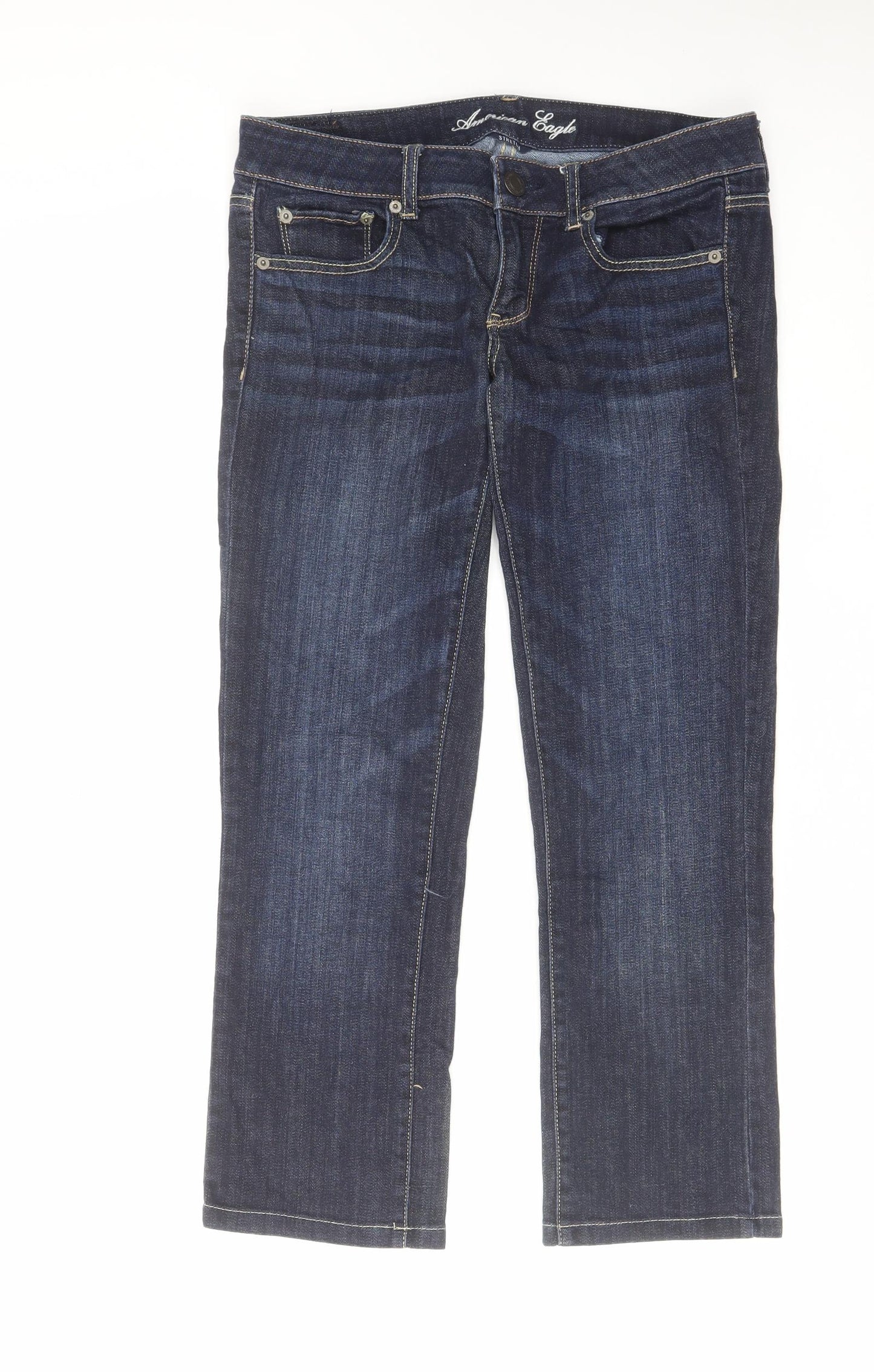 American Eagle Outfitters Womens Blue Cotton Straight Jeans Size 30 in L26 in Regular Zip