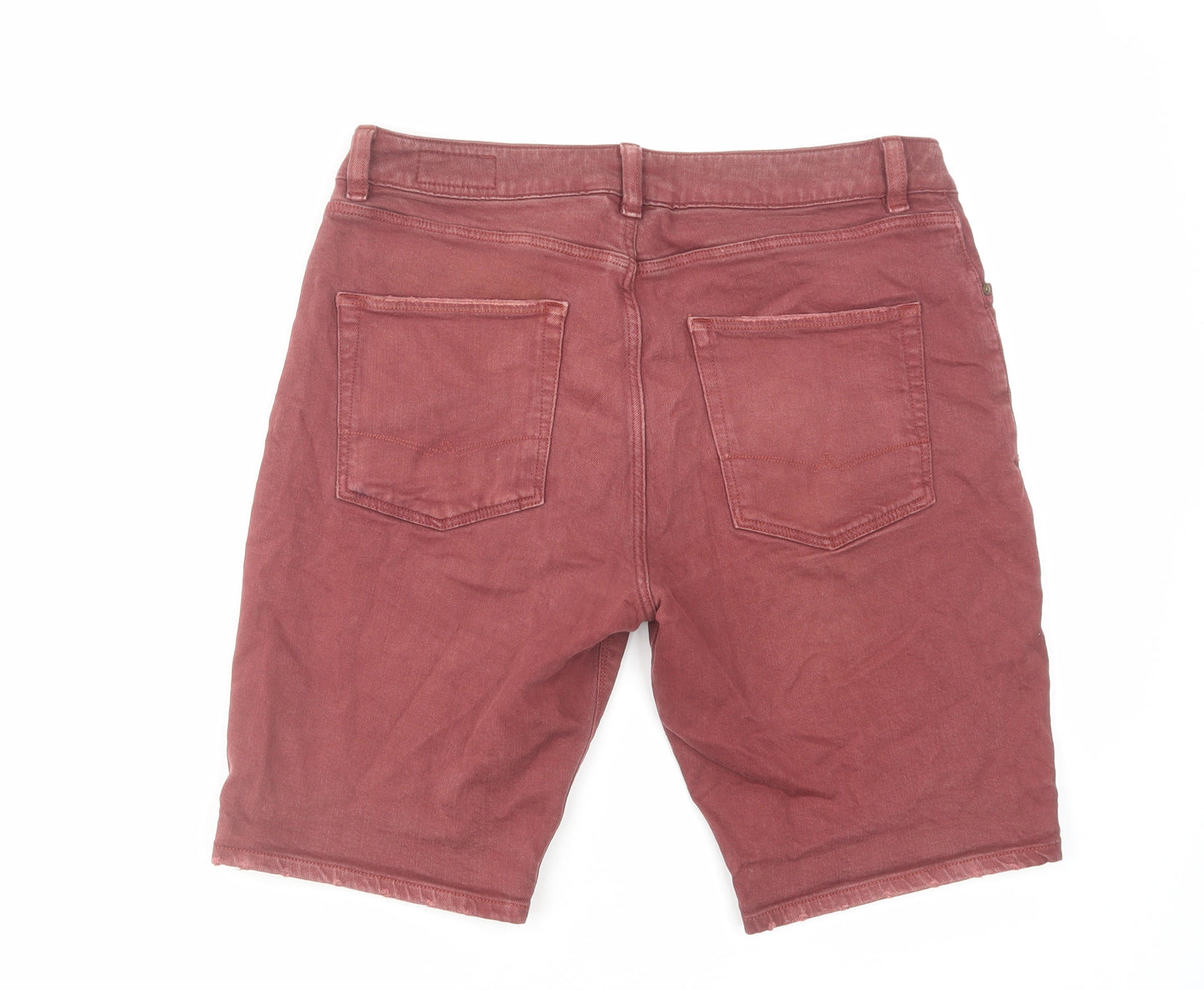 ASOS Mens Red Cotton Chino Shorts Size 32 in L10 in Regular Zip