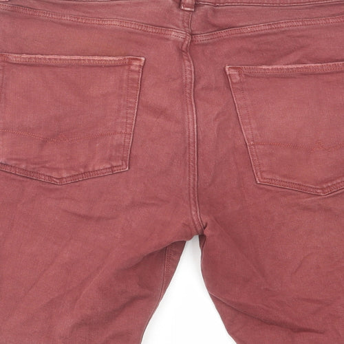 ASOS Mens Red Cotton Chino Shorts Size 32 in L10 in Regular Zip