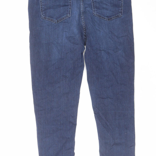 F&F Womens Blue Cotton Skinny Jeans Size 12 L26 in Regular Zip