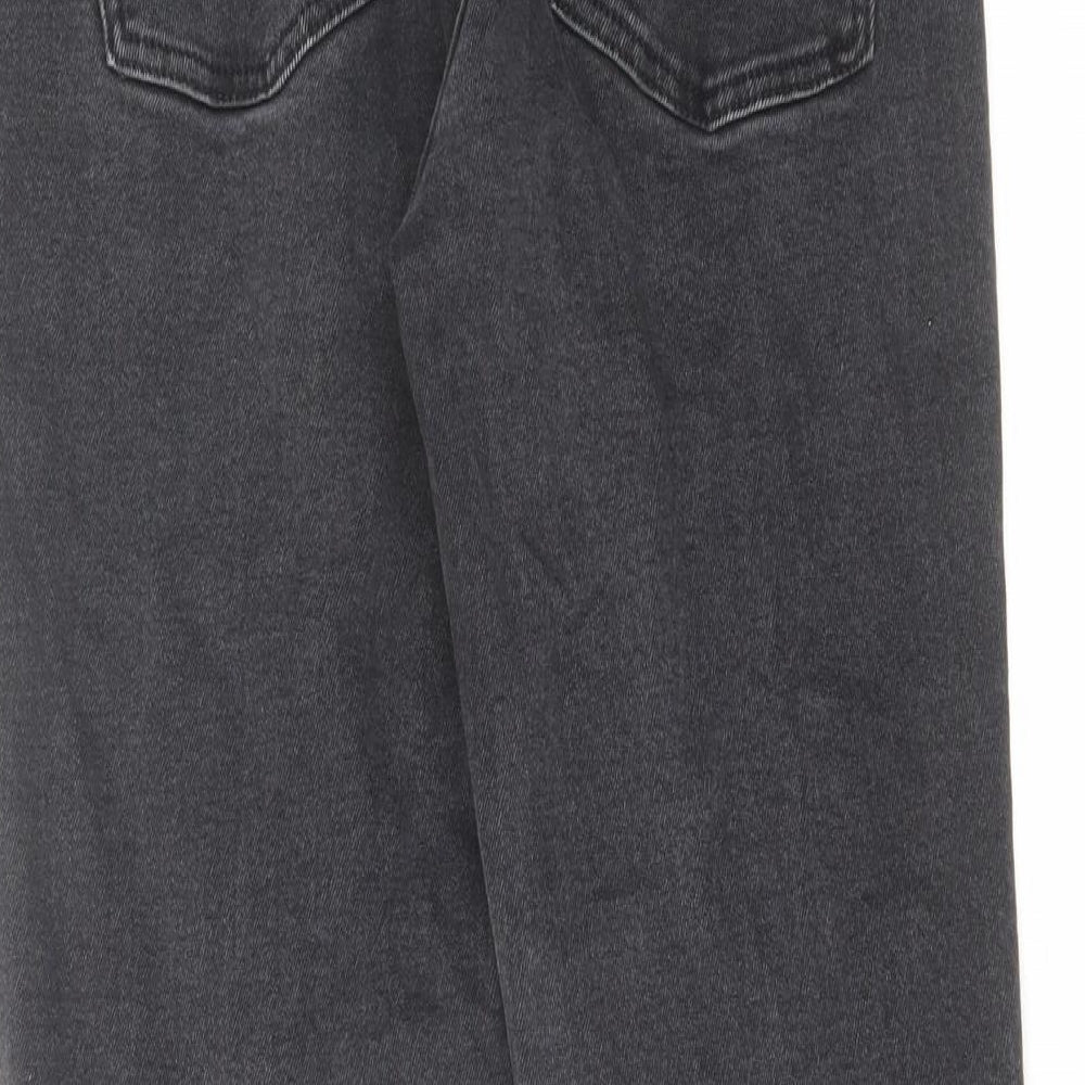 Denim & Co. Womens Black Cotton Straight Jeans Size 8 L25 in Regular Zip