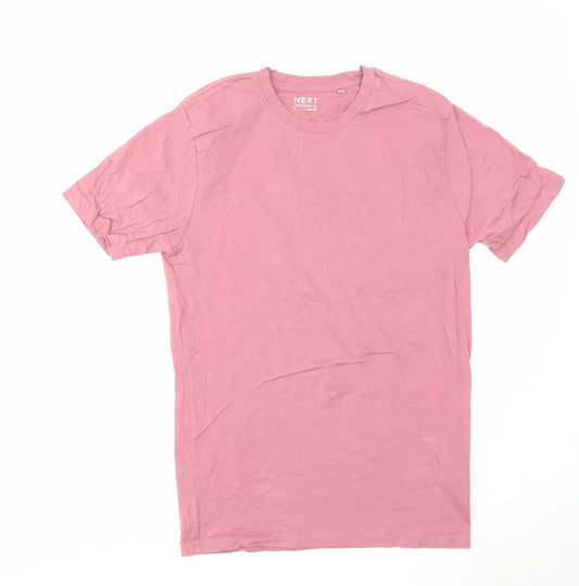 NEXT Mens Pink Cotton T-Shirt Size S Crew Neck