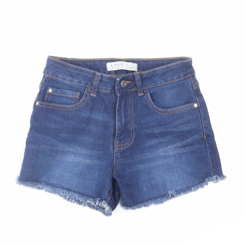 Denim & Co. Womens Blue Cotton Cut-Off Shorts Size 8 L3 in Regular Zip