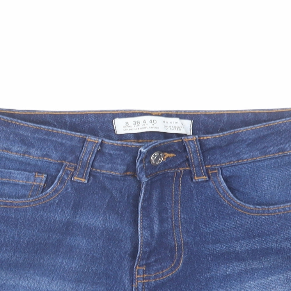 Denim & Co. Womens Blue Cotton Cut-Off Shorts Size 8 L3 in Regular Zip
