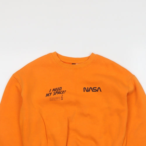 H&M Womens Orange Cotton Pullover Sweatshirt Size XS Pullover - I need my space NASA