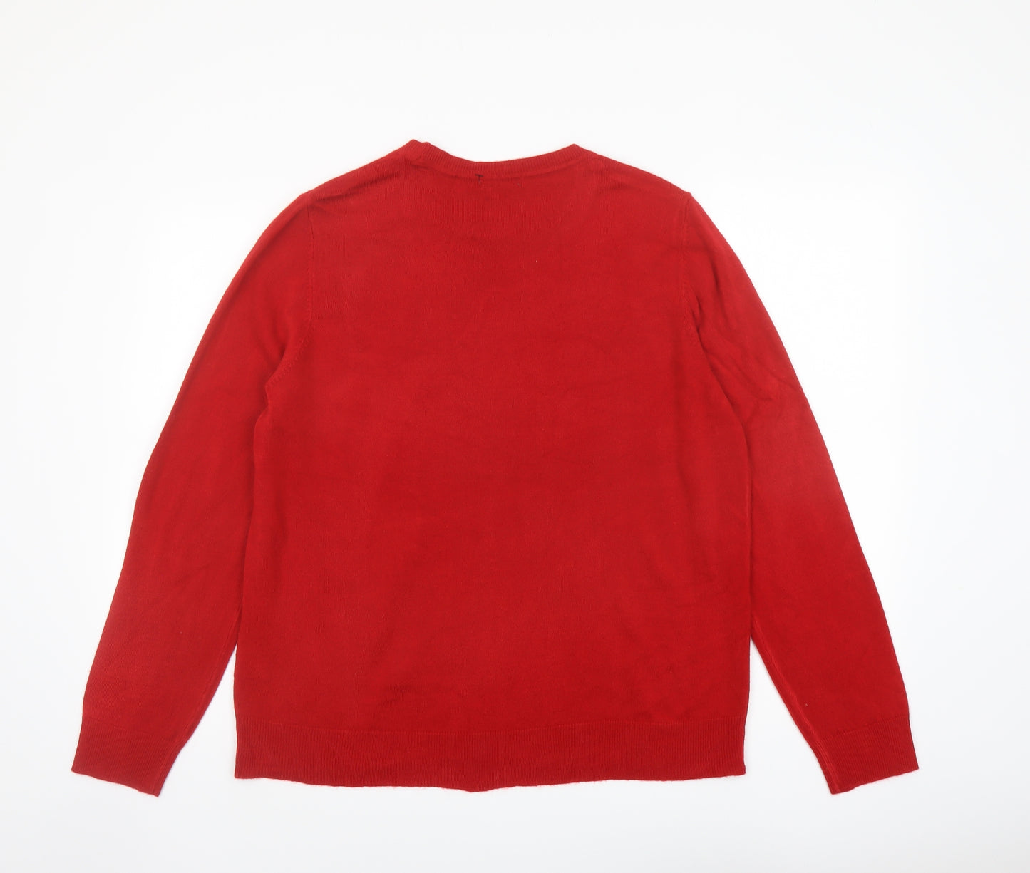 Bonmarché Womens Red Round Neck Acrylic Pullover Jumper Size 18