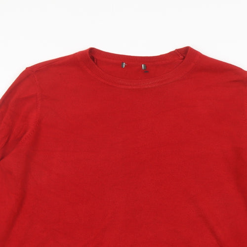 Bonmarché Womens Red Round Neck Acrylic Pullover Jumper Size 18