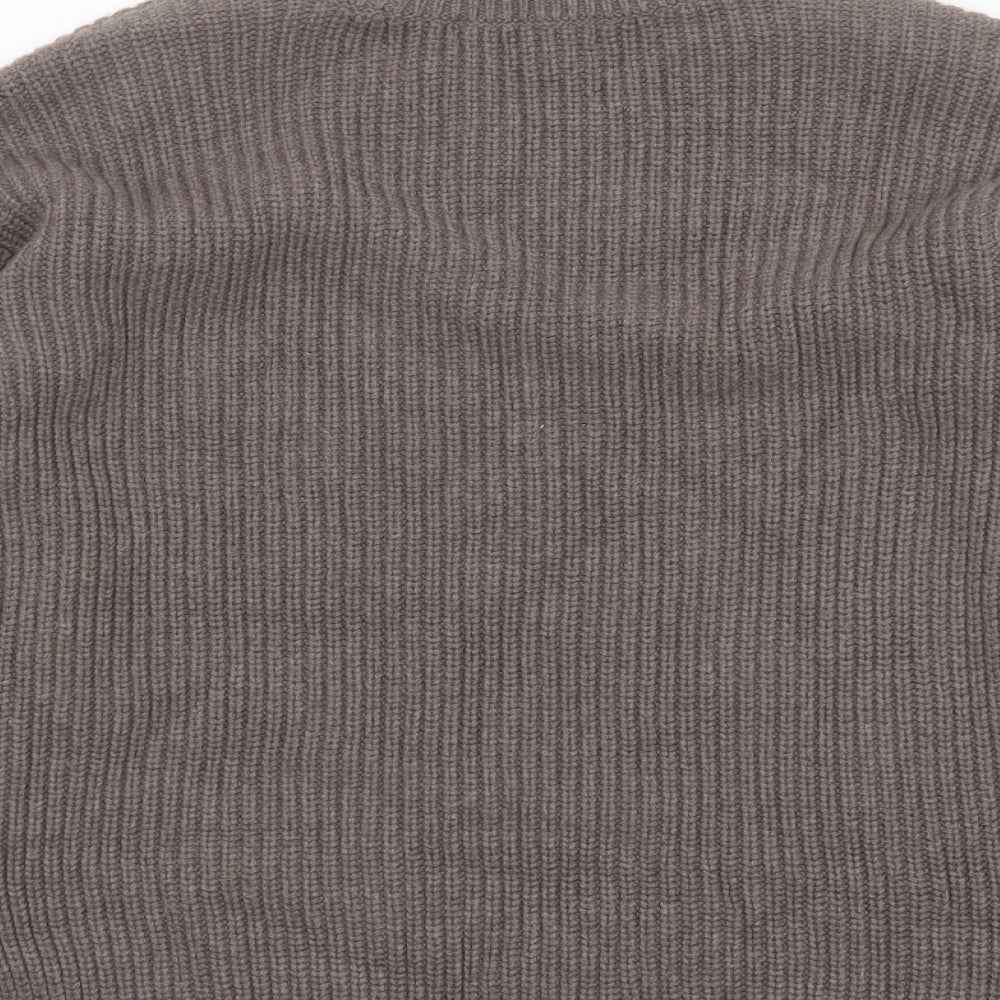 Marks and Spencer Womens Grey Round Neck Cotton Pullover Jumper Size S