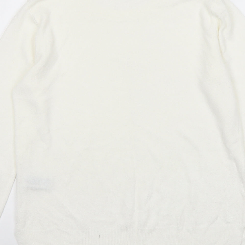 Marks and Spencer Womens Ivory Round Neck Acrylic Pullover Jumper Size 10