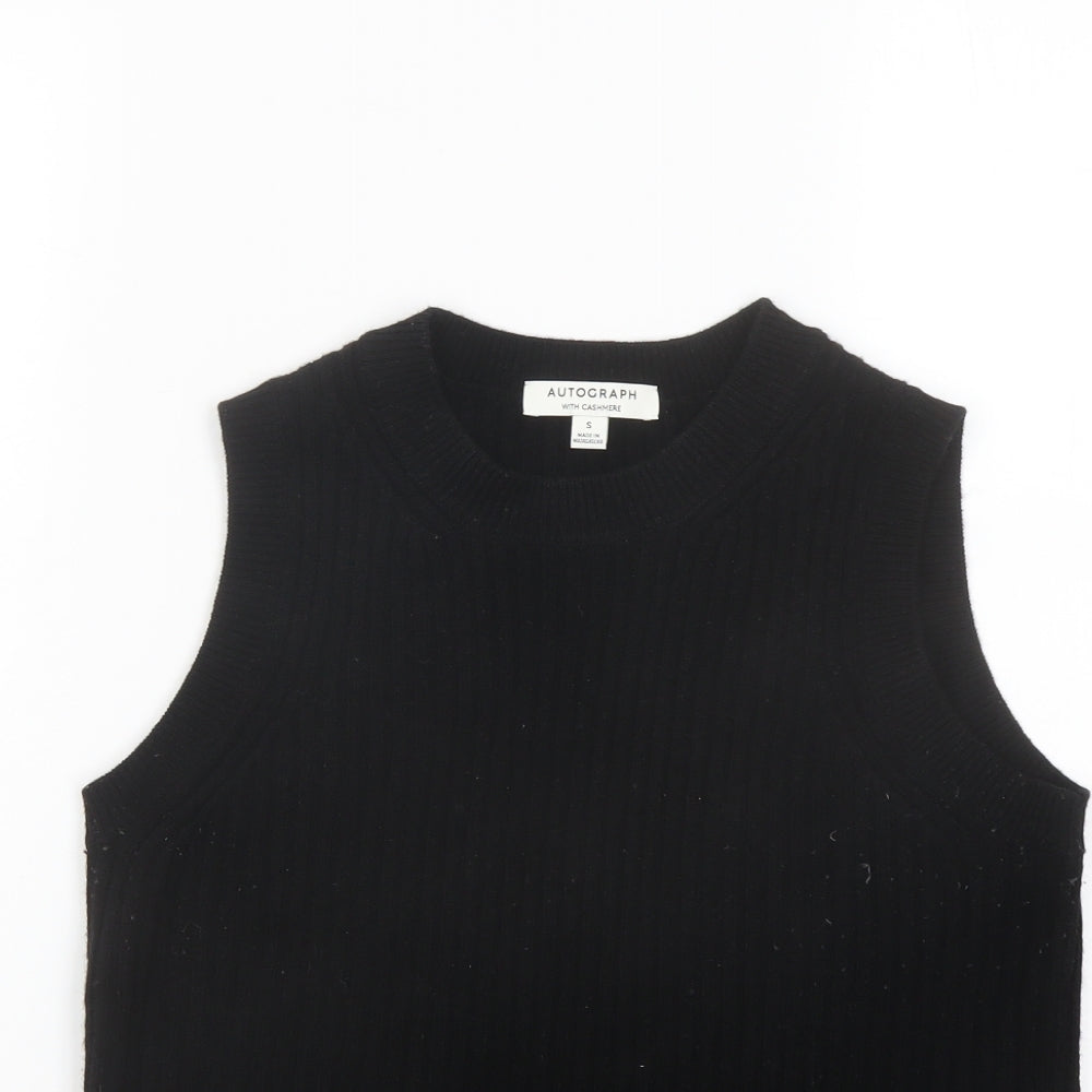 Autograph Womens Black Round Neck Acrylic Vest Jumper Size S