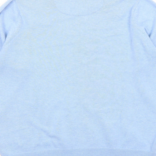 Marks and Spencer Mens Blue Round Neck Cotton Pullover Jumper Size S Long Sleeve