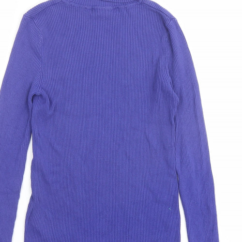 Marks and Spencer Womens Purple Roll Neck Viscose Pullover Jumper Size 10