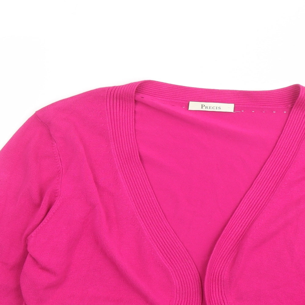 Precis Womens Pink V-Neck Viscose Cardigan Jumper Size M - Cropped