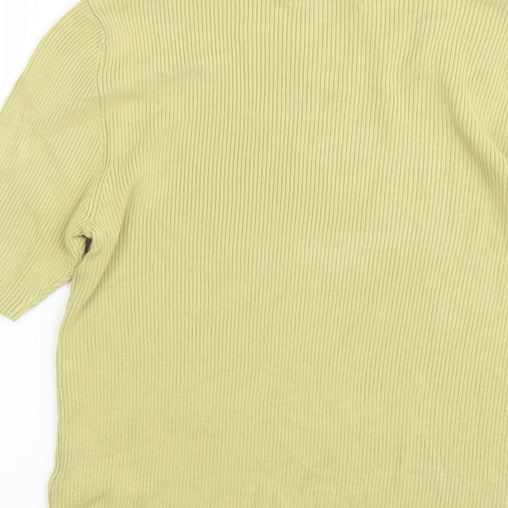 Marks and Spencer Womens Green Round Neck Viscose Pullover Jumper Size L