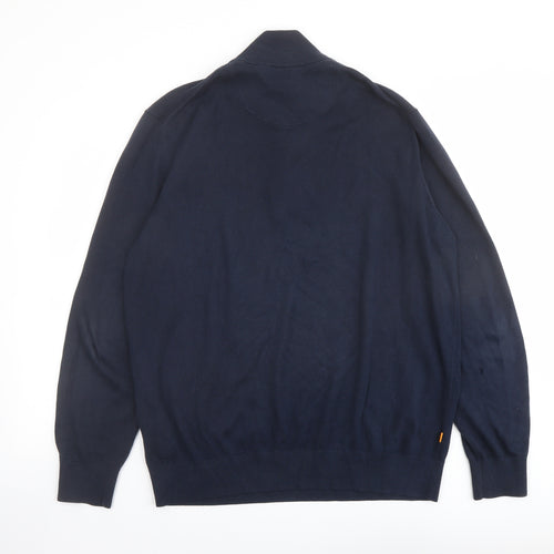 Timberland Mens Blue High Neck Cotton Pullover Jumper Size XL Long Sleeve
