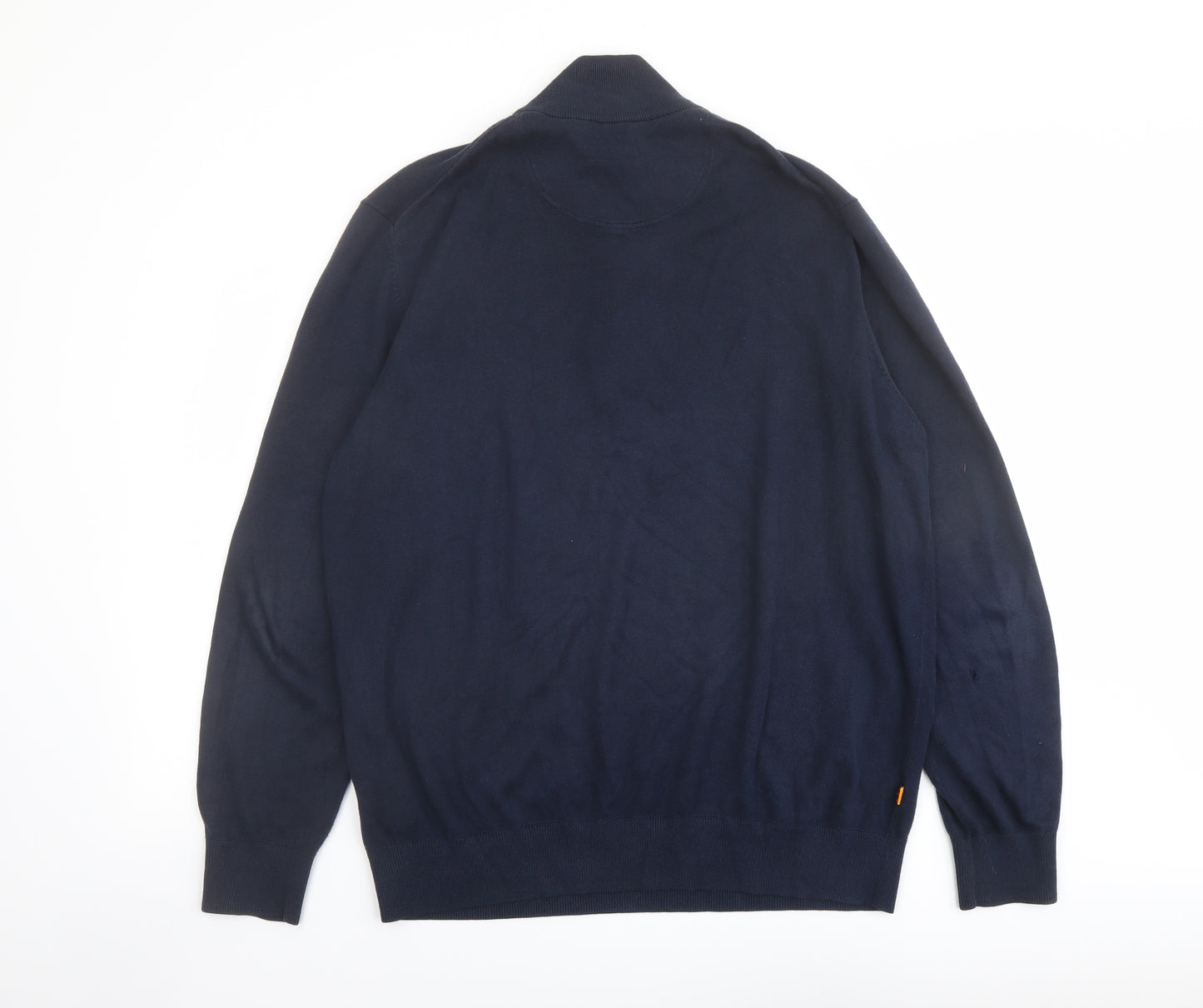 Timberland Mens Blue High Neck Cotton Pullover Jumper Size XL Long Sleeve