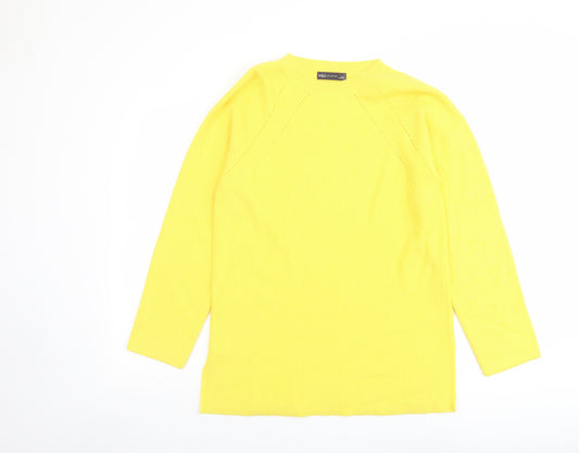 Marks and Spencer Womens Yellow Round Neck Viscose Pullover Jumper Size M