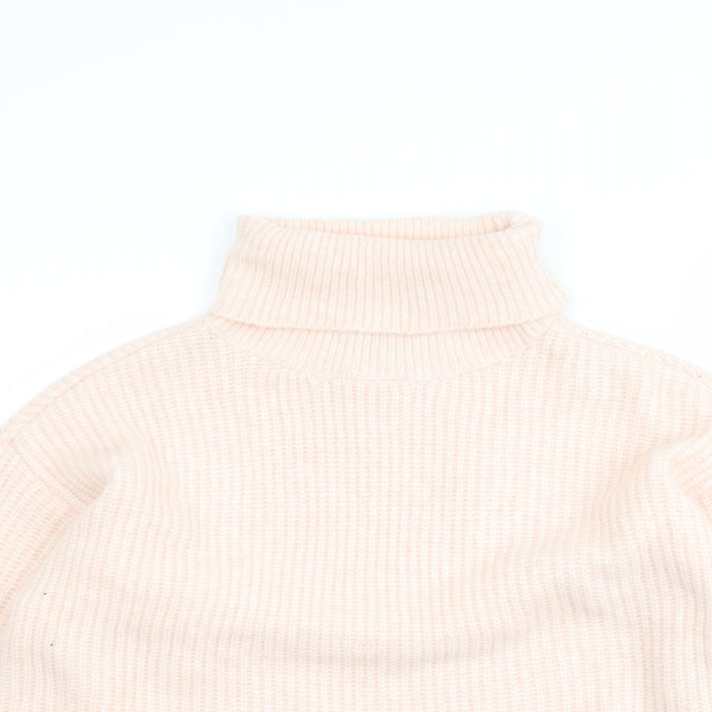 Marks and Spencer Womens Pink Roll Neck Polyamide Pullover Jumper Size S