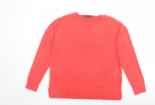 Marks and Spencer Womens Orange Round Neck Acrylic Pullover Jumper Size 16