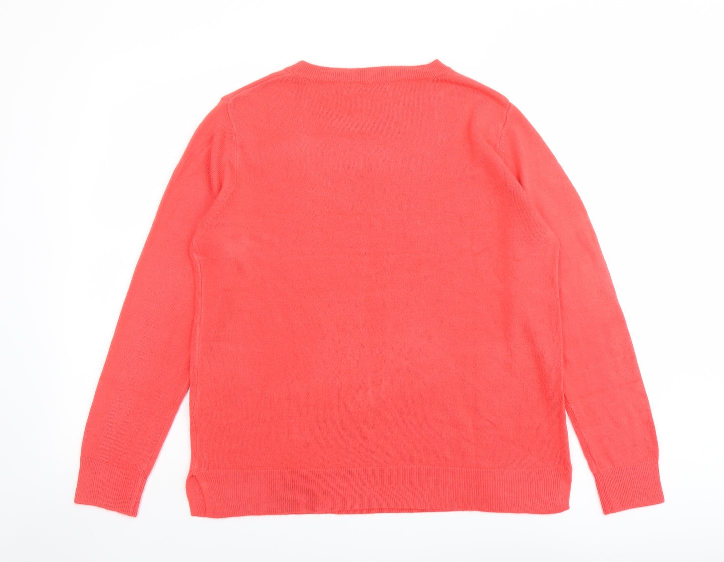 Marks and Spencer Womens Orange Round Neck Acrylic Pullover Jumper Size 16