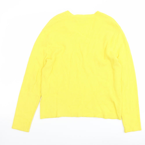 Marks and Spencer Womens Yellow V-Neck Viscose Pullover Jumper Size S